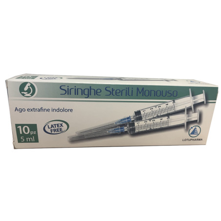 SIRINGA STERILE MONOUSO DA 5 ML LOTUPHARMA 10 PEZZI SIRINGA STERILE MONOUSO DA 5 ML LOTUPHARMA 10 PEZZI