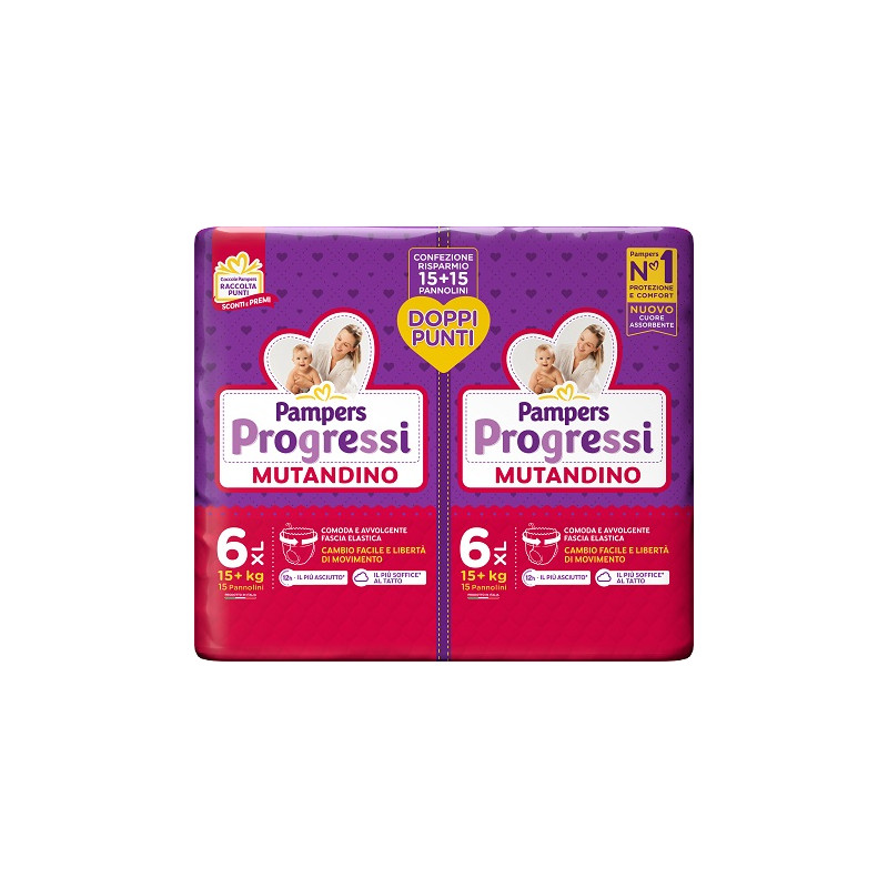 Pampers Progressi Mutandino Extra Large Pacco Doppio 30 Pezzi