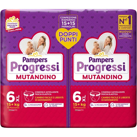 Pampers Progressi Mutandino Extra Large Pacco Doppio 30 Pezzi