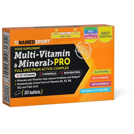 Confezione da 30 compresse di Named Sport Multi-Vitamin & Mineral Pro Integratore Multivitaminco E Multiminerale.