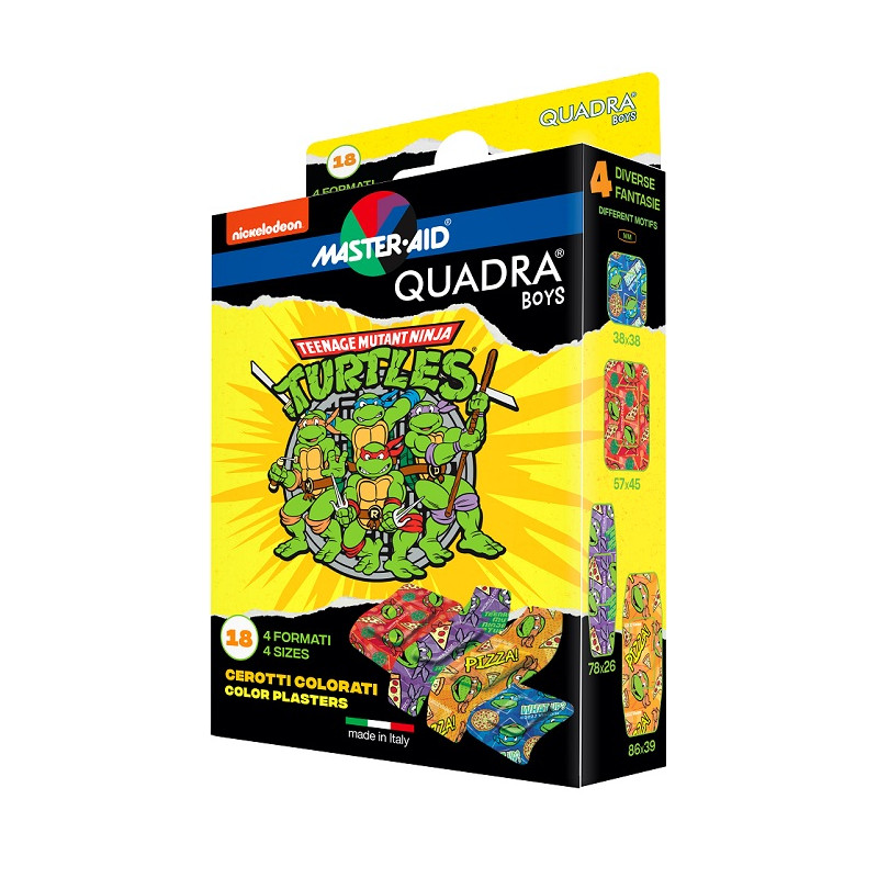 CEROTTO MASTER-AID QUADRA BOYS NINJA TURTLES ASSORTITI 18 PEZZI CEROTTO MASTER-AID QUADRA BOYS NINJA TURTLES ASSORTITI 18 PEZZI