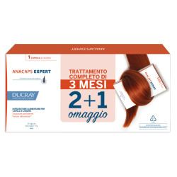 Confezione da 3X30 capsule di Ducray Anacaps Expert Capelli e Unghie, integratori per capelli, unghie e cuoio capelluto.