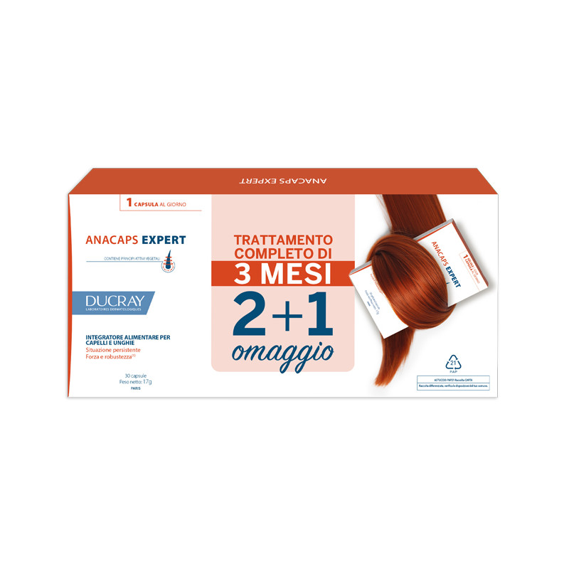 Confezione da 3X30 capsule di Ducray Anacaps Expert Capelli e Unghie, integratori per capelli, unghie e cuoio capelluto. Confezione da 3X30 capsule di Ducray Anacaps Expert Capelli e Unghie, integratori per capelli, unghie e cuoio capelluto.