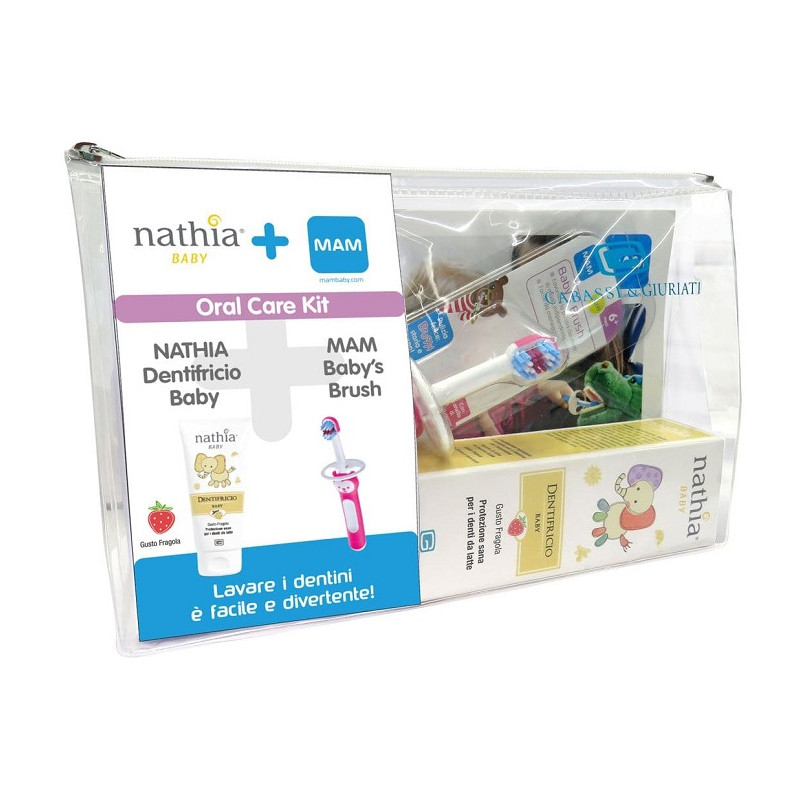 ORAL CARE KIT FEMMINA 1 DENTIFRICIO BABY NATHIA 50 ML + 1 MAM BABY'S BRUSH ORAL CARE KIT FEMMINA 1 DENTIFRICIO BABY NATHIA 50 ML + 1 MAM BABY'S BRUSH