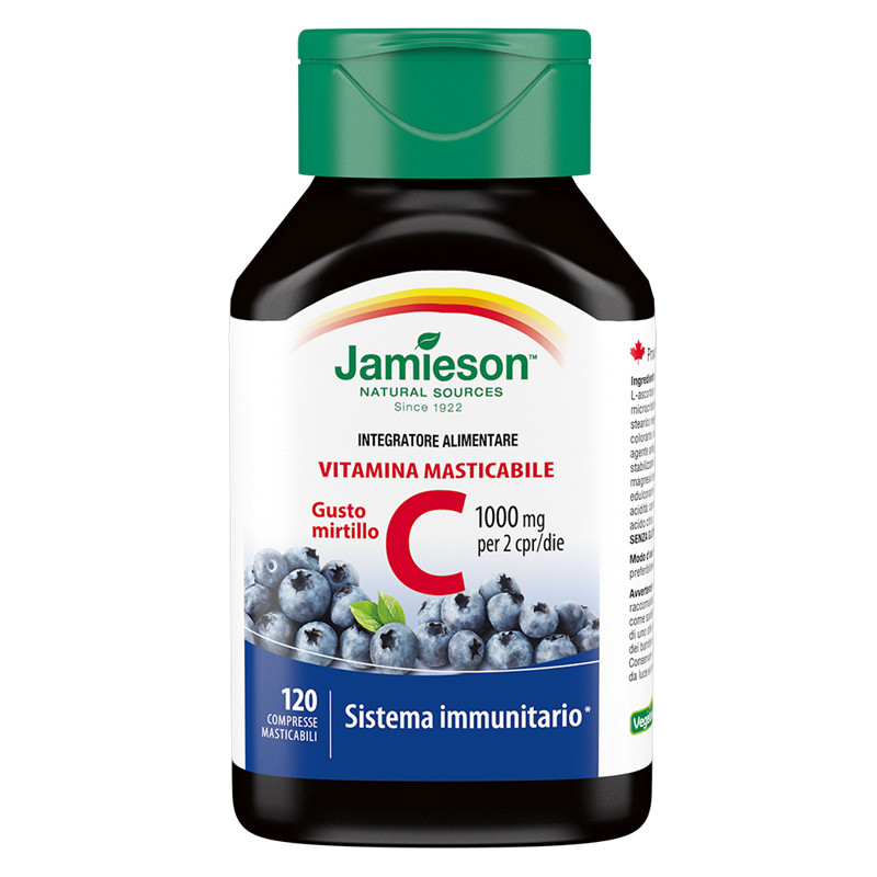 JAMIESON VITAMINA C 1000 MIRTILLO 120 COMPRESSE MASTICABILI JAMIESON VITAMINA C 1000 MIRTILLO 120 COMPRESSE MASTICABILI