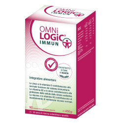 Barattolo da 450 grammi di Omni Logic Immun, integratore per il sistema immunitario e la barriera intestinale.