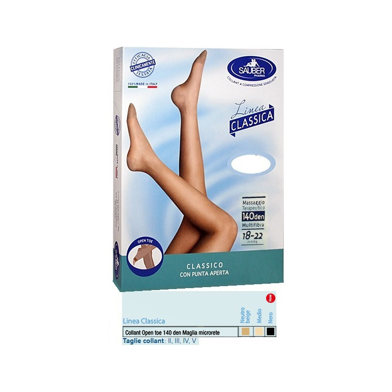 SAUBER COLLANT OPEN TOE MAGLIA MICRORETE 140 DEN COLORE MEDIO 5 LINEA CLASSICA SAUBER COLLANT OPEN TOE MAGLIA MICRORETE 140 DEN COLORE MEDIO 5 LINEA CLASSICA