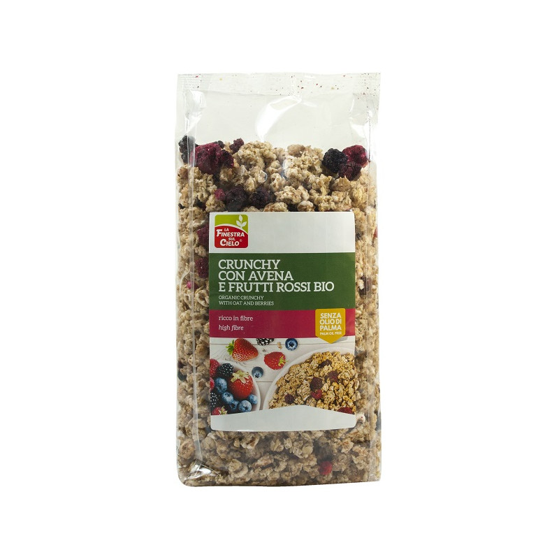 FSC CRUNCHY CON AVENA E FRUTTI ROSSI BIO AD ALTO CONTENUTO DI FIBRE CON OLIO DI GIRASOLE SENZA OLIO DI PALMA 375 G FSC CRUNCHY CON AVENA E FRUTTI ROSSI BIO AD ALTO CONTENUTO DI FIBRE CON OLIO DI GIRASOLE SENZA OLIO DI PALMA 375 G