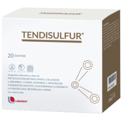 Confezione da 20 bustine di Tendisulfur, integratore per il benessere di ossa e articolazioni.