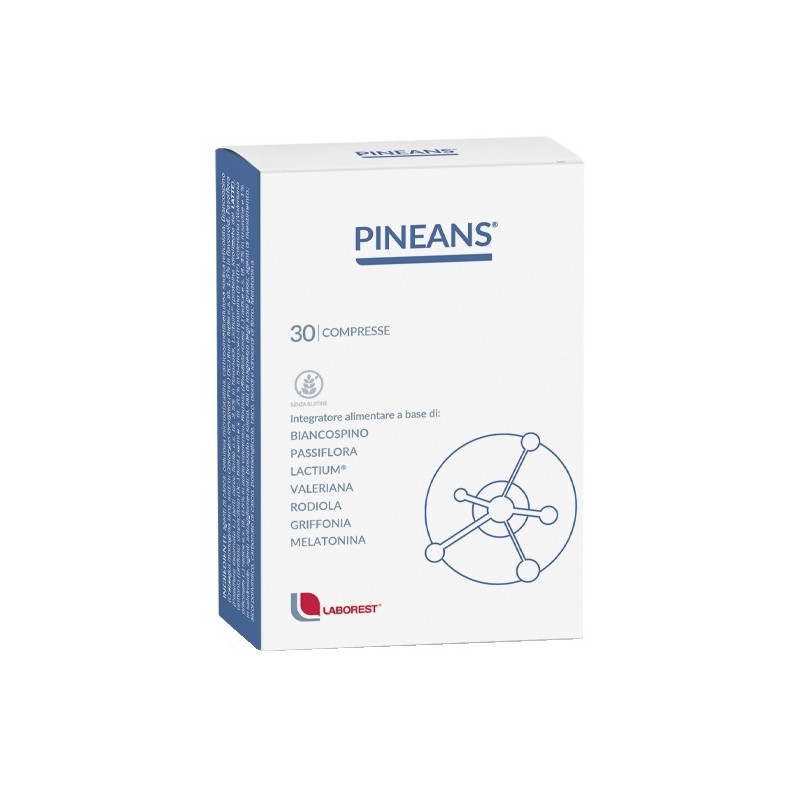Confezione da 30 compresse di Pineans, integratore che favorisce il sonnoe il rilassamento. Confezione da 30 compresse di Pineans, integratore che favorisce il sonnoe il rilassamento.