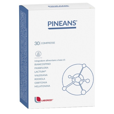 Confezione da 30 compresse di Pineans, integratore che favorisce il sonnoe il rilassamento.