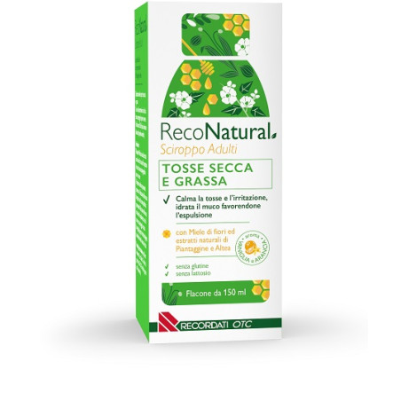 Flacone da 150 ml di Reconatural Sciroppo Adulti, utile contro tosse secca e grassa. Flacone da 150 ml di Reconatural Sciroppo Adulti, utile contro tosse secca e grassa.