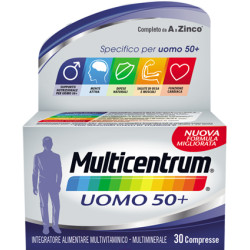 Confezione da 30 compresse di Multicentrum uomo 50+  multivitaminico e multiminerale per uomini sopra i 50 anni