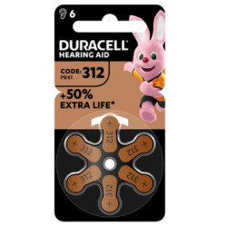 Duracell Easy Tab 312 Marrone Batteria Per Apparecchio Acustico 6 Pezzi