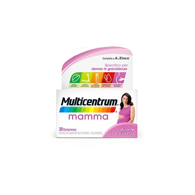 Confezione da 30 compresse di Multicentrum Mamma, integratore utile durante la gravidanza. Confezione da 30 compresse di Multicentrum Mamma, integratore utile durante la gravidanza.