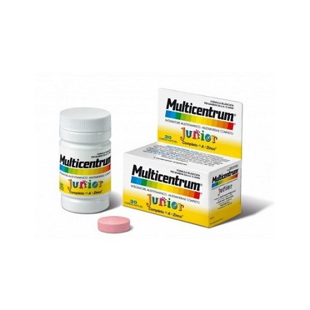 Confezione da 30 compresse masticabili di Multicentrum Junior, integratore multivitaminico per bambini.