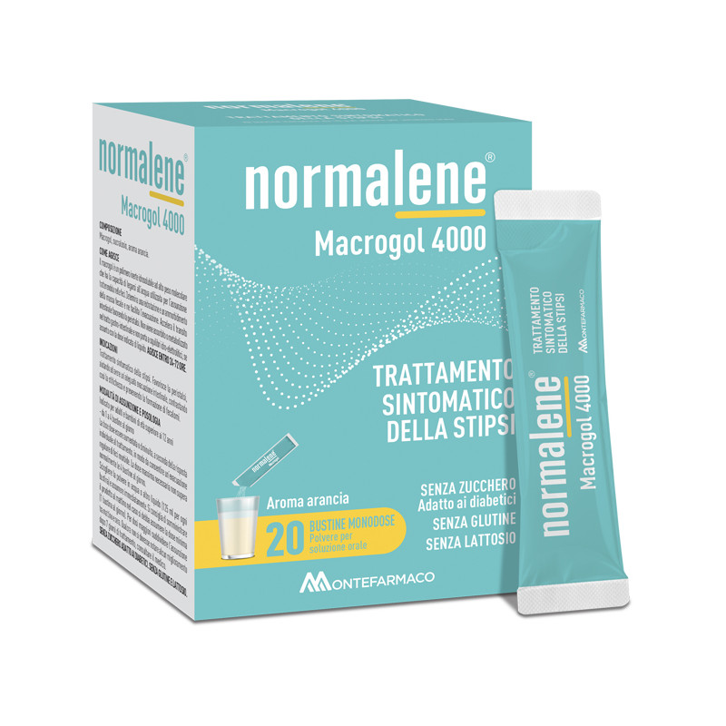 Confezione da 20 buste di Normalene Macrogol 4000 integratore contro la stitichezza Confezione da 20 buste di Normalene Macrogol 4000 integratore contro la stitichezza