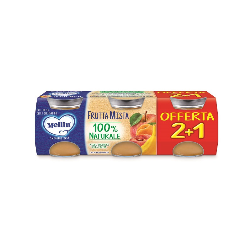 Mellin Omogeneizzato Frutta Mista 3 Pezzi Da 100 G Mellin Omogeneizzato Frutta Mista 3 Pezzi Da 100 G