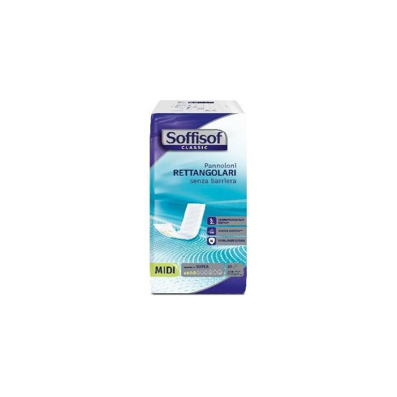 Pannolone Soffisof Classic Rettangolare Senza Barriera 30 Pezzi Pannolone Soffisof Classic Rettangolare Senza Barriera 30 Pezzi