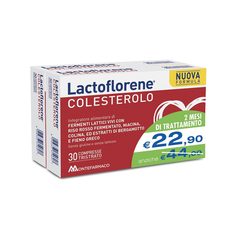 Confezione bipack 30+30 capsule di Lactoflorene Colesterolo integratore per abbassare il colesterolo. Confezione bipack 30+30 capsule di Lactoflorene Colesterolo integratore per abbassare il colesterolo.