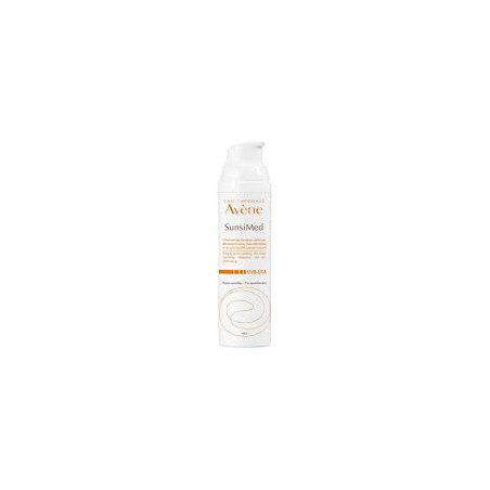 Flacone da 80 ml di Avene Sunsimed Pigment SPF 50+ Trattamento Prevenzione Fotoinvecchiamento.