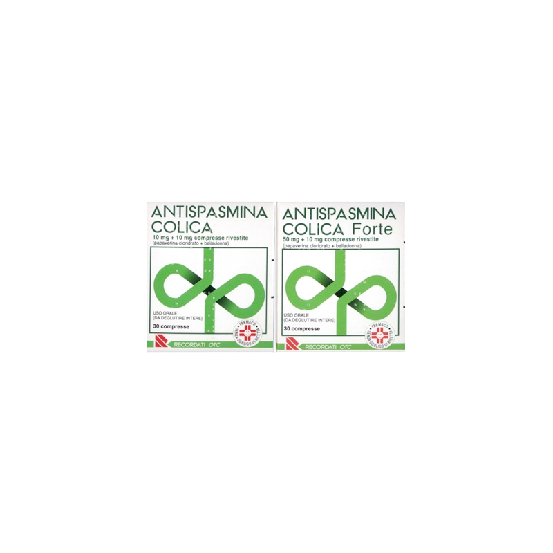 Recordati Antispasmina Colica 10mg + 10mg Trattamento Sintomatico Nelle Manifestazioni Dolorose Apparato Gastro-Enterico 30 Comp
