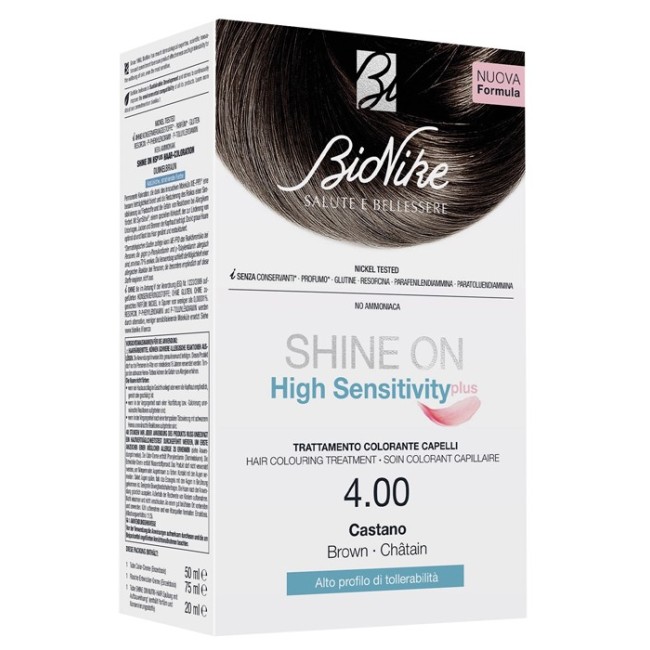 SHINE ON HIGH SENSITIVITY PLUS CASTANO 4,00 RIVELATORE IN CREMA 75 ML + CREMA COLORANTE 50 ML SHINE ON HIGH SENSITIVITY PLUS CASTANO 4,00 RIVELATORE IN CREMA 75 ML + CREMA COLORANTE 50 ML