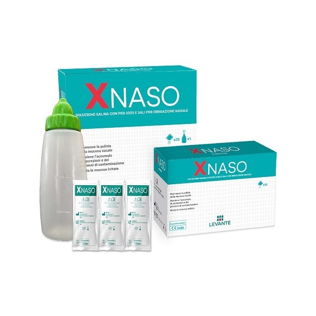 SOLUZIONE SALINA CON PEG 3350 E SALI PER IRRIGAZIONE NASALE XNASO 30 BUSTINE + 1 EROGATORE SOLUZIONE SALINA CON PEG 3350 E SALI PER IRRIGAZIONE NASALE XNASO 30 BUSTINE + 1 EROGATORE