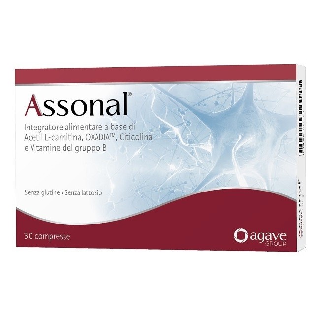 Confezione da 30 compresse di Assonal integratore per il benessere del sistema nervoso Confezione da 30 compresse di Assonal integratore per il benessere del sistema nervoso