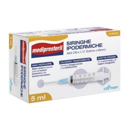 Siringa Ipodermica Medipresteril Ago 23 Gauge 1 1-4 0,5x30mm 5 Ml 10 Pezzi