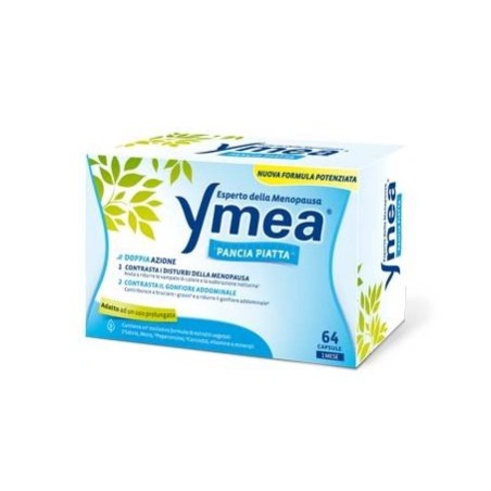 Confezione da 64 capsule di Ymea Pancia Piatta Integratore Per Menopausa E Gonfiore Addominale.