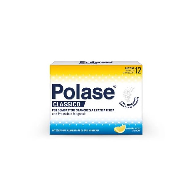 Polase Classico Gusto Limone Integratore Di Magnesio e Potassio 12 Bustine Polase Classico Gusto Limone Integratore Di Magnesio e Potassio 12 Bustine