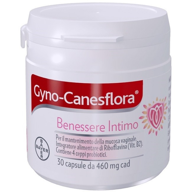 Confezione da 30 capsule di Gyno Canesten Canesflora, integratore per il benessere intimo delle donne. Confezione da 30 capsule di Gyno Canesten Canesflora, integratore per il benessere intimo delle donne.