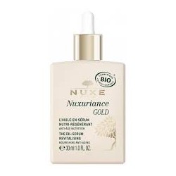Flacone da 30 Ml di Nuxe Nuxuriance Gold siero nutriente rivitalizzante.