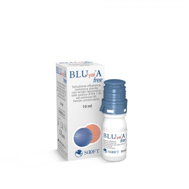 Confezione da 10 ml di Bluyal A free collirio lubrificante idratante per secchezza oculare Confezione da 10 ml di Bluyal A free collirio lubrificante idratante per secchezza oculare