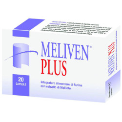 Confezione da 20 capsule di Meliven Plus, integratore per circolazione venosa ed emorroidi.