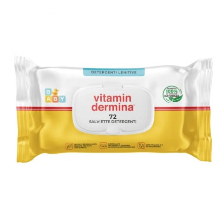 Confezione da 72 pezzi di VitaminDermina Salviette Detergenti utili per l'igiene dei neonati.