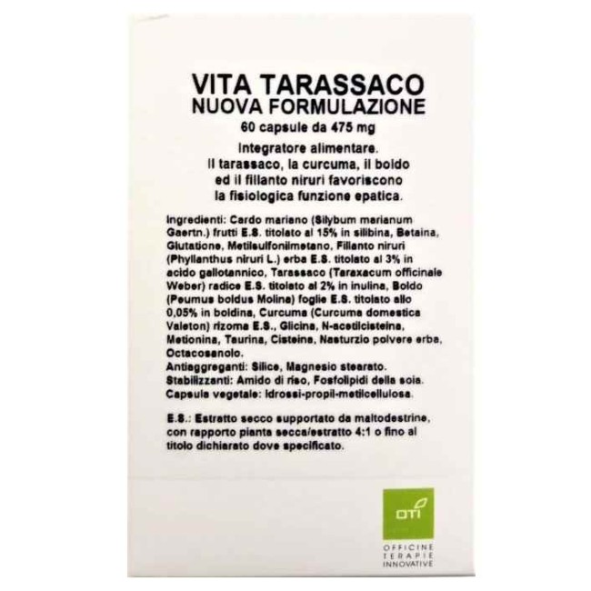 VITA TARASSACO NUOVA FORMULAZIONE 60 CAPSULE VITA TARASSACO NUOVA FORMULAZIONE 60 CAPSULE