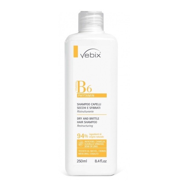 Vebix Phytamin B6 Shampoo Capelli Secchi Sfibrati Ristrutturante 250 Ml