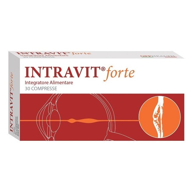 Confezione da 30 compresse di Intravit Forte, integratore per circolazione e drenaggio dei liquidi.