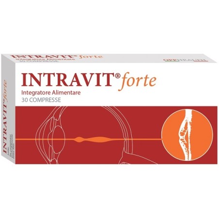 Confezione da 30 compresse di Intravit Forte, integratore per circolazione e drenaggio dei liquidi.