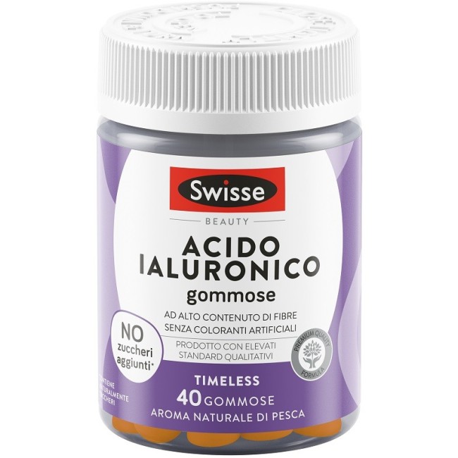 Barattolo da 40 gommose di Swisse Acido Ialuronico, integratore per il benessere della pelle. Barattolo da 40 gommose di Swisse Acido Ialuronico, integratore per il benessere della pelle.