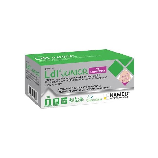 Confezione da 10 flaconcini di Named Disbioline LD1 integratore per benessere intestinale dei bambini Confezione da 10 flaconcini di Named Disbioline LD1 integratore per benessere intestinale dei bambini