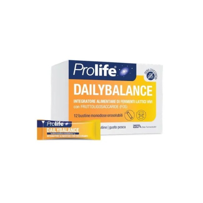 Confezione da 12 bustine orosolubili di Prolife Balance per il benessere intestinale Confezione da 12 bustine orosolubili di Prolife Balance per il benessere intestinale