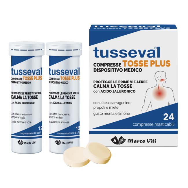 Confezione da 24 compresse di Marco Viti Tusseval Tosse Plus Rimedio Per La Tosse E La Salute Delle Vie Respiratorie. Confezione da 24 compresse di Marco Viti Tusseval Tosse Plus Rimedio Per La Tosse E La Salute Delle Vie Respiratorie.