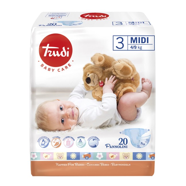 TRUDI BABY CARE PANNOLINI MINI 3/6 KG 24 PEZZI TRUDI BABY CARE PANNOLINI MINI 3/6 KG 24 PEZZI