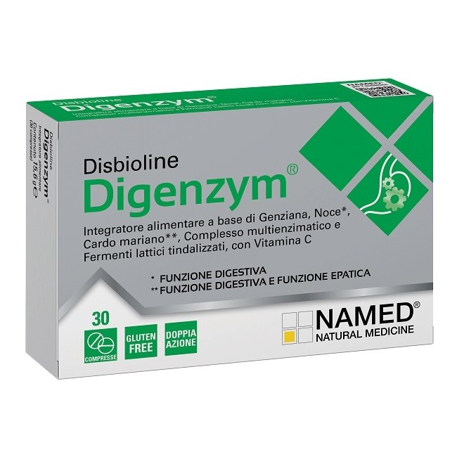 Confezione da 30 compresse di Named Disbioline Digenzym Integratore Per Favorire La Digestione.