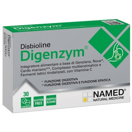 Confezione da 30 compresse di Named Disbioline Digenzym Integratore Per Favorire La Digestione.