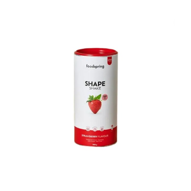 Barattolo da 900 grammi di Foodspring Shape Shake gusto fragola sostitutivo del pasto. Barattolo da 900 grammi di Foodspring Shape Shake gusto fragola sostitutivo del pasto.
