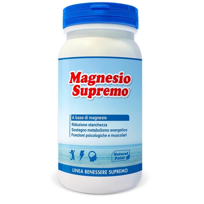 Barattolo da 150 grammi di Natural Point Magnesio Supremo integratore per stanchezza fisica e mentale. Barattolo da 150 grammi di Natural Point Magnesio Supremo integratore per stanchezza fisica e mentale.